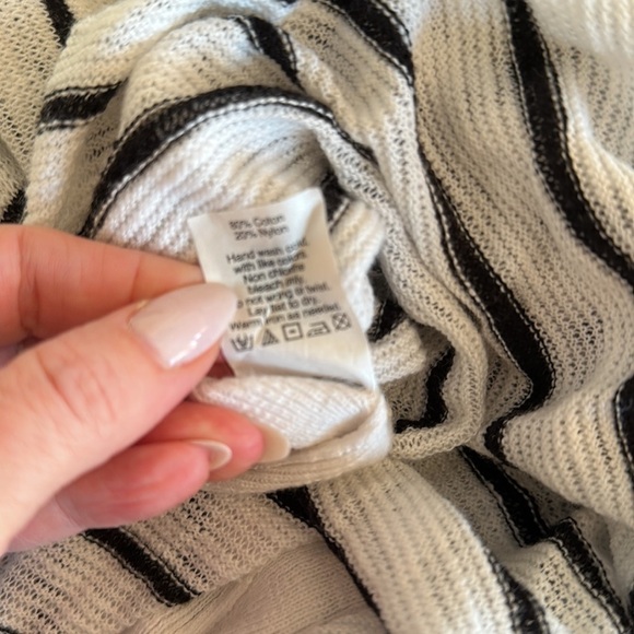 Madewell Sunview Black & White Striped Side-slit Lightweight Sweater Size Small - Picture 10 of 12